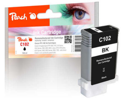 Peach Tintenpatrone PFI-102BK, schwarz, 130 ml, kompatibel – für Canon imagePROGRAF IPF 500/510/510 plus und andere
