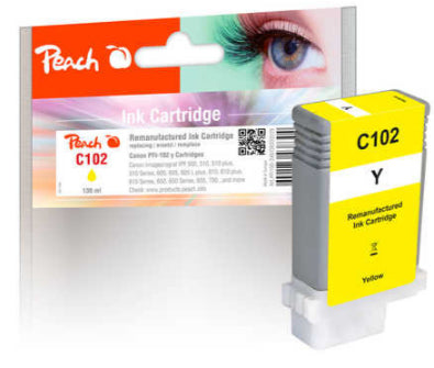 Peach PFI-102XL Gelbe Tintenpatrone (Kompatibel) – 130 ml – für Canon imagePROGRAF IPF 500/510 …