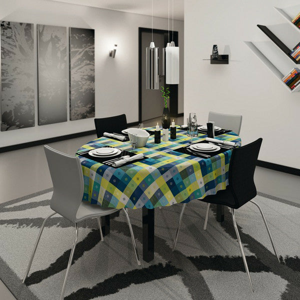 d-c-table Tischdecke – Ø 150 cm, rund, Polypropylen (PP), blau, Manhattan Victor