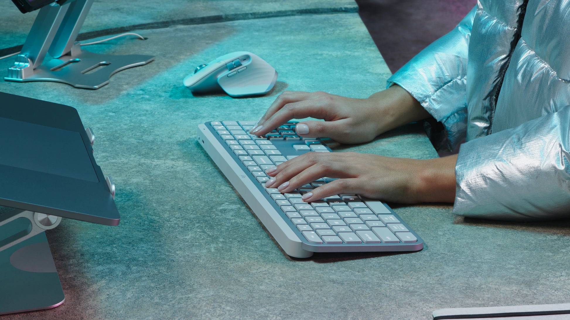Logitech MX Keys S – Tastatur, kabellos (Bluetooth/2,4 GHz), FR-Layout (FR), Weiss