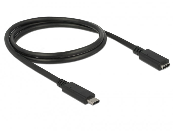 DeLOCK USB-C Verlängerungskabel (Stecker auf Buchse) – USB 3.2 Gen 2 (10 Gbit/s) – 1 m – Schwarz