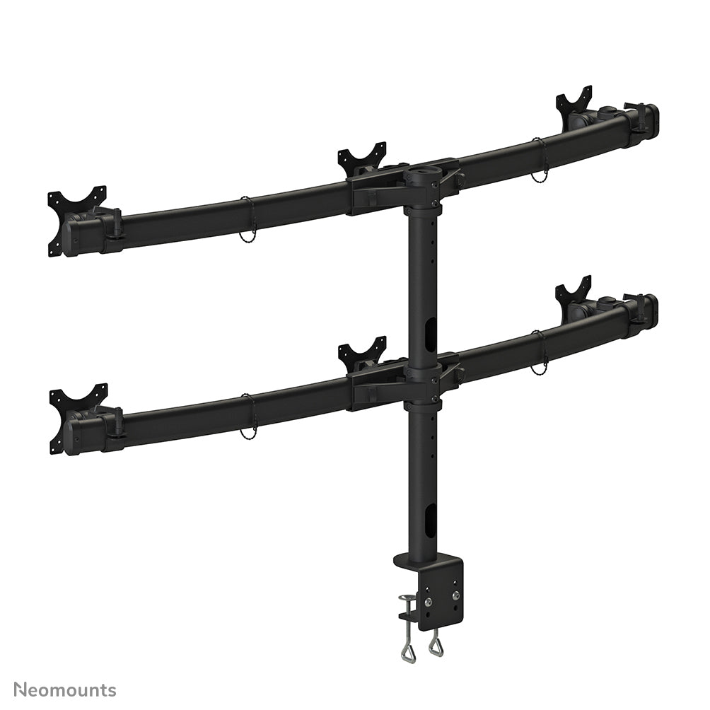 Neomounts Monitorarm, 6 Monitore, Tischklemme, bis 27", höhenverstellbar, neigen/drehen/rotieren, schwarz