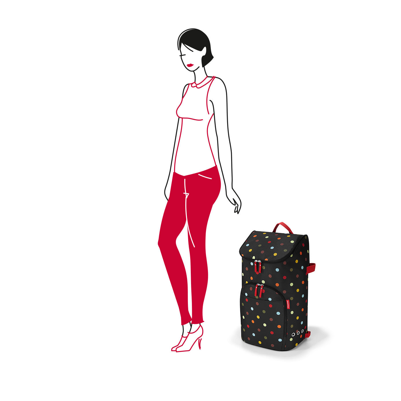Reisenthel Stofftasche, Polyester, Motiv Punktmuster, 340×600×240 mm