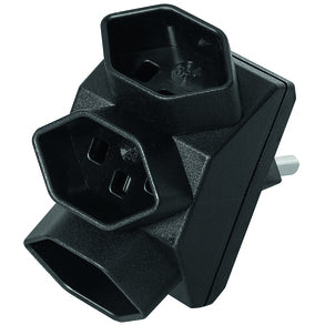 Steffen Abzweigstecker T23, 3-fach – 250 V, 16 A, IP20 – Schwarz