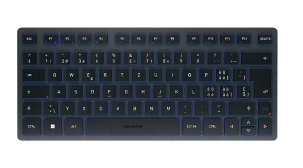 CHERRY KW 7100 MINI – Mini Tastatur – Schere – Bluetooth 5.1 – QWERTZ (CH) – Ohne Ziffernblock – Blau