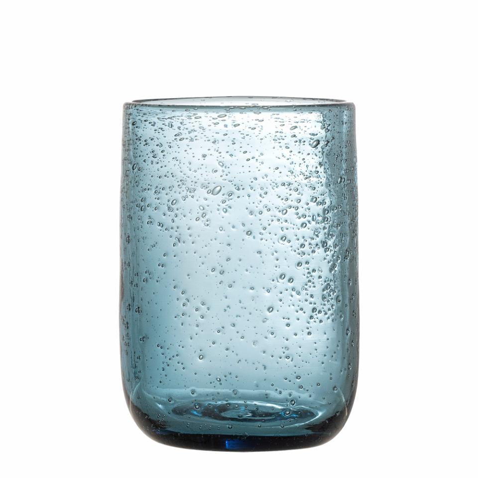 Bloomingville Tabby Trinkglas – 0,33 l, Glas, Blau, spülmaschinenfest, 4 Stück