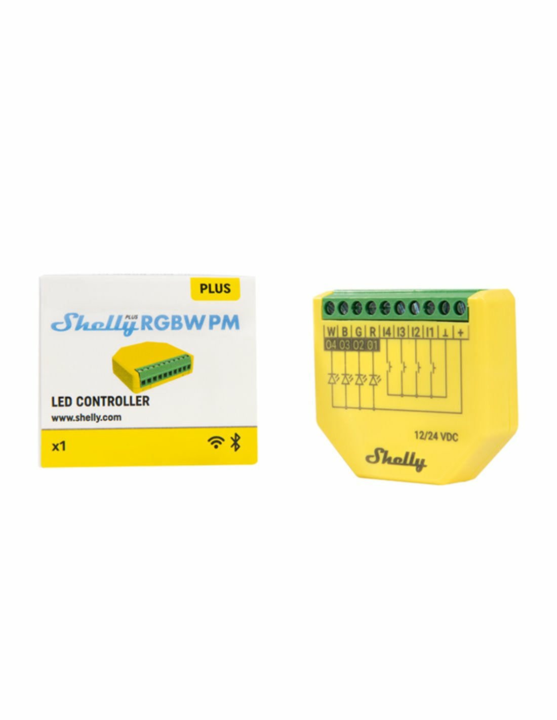 Shelly Dimmaktor Plus RGBW PM – Zubehör – Dimmaktor (RGBW), WLAN – für Amazon Alexa, Google Assistant