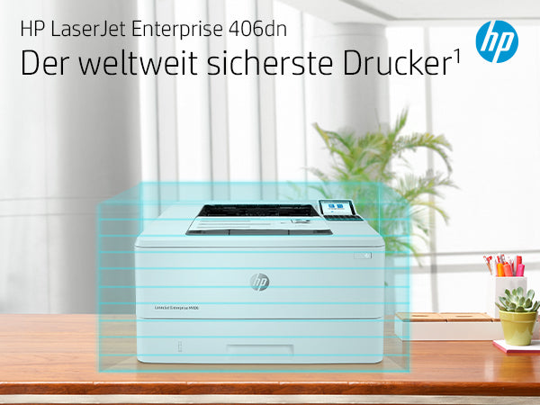 HP LaserJet Enterprise M406dn – S/W, Duplex, 42 S./Min., 1200 × 1200 dpi, LAN, Papier: 350 Blatt
