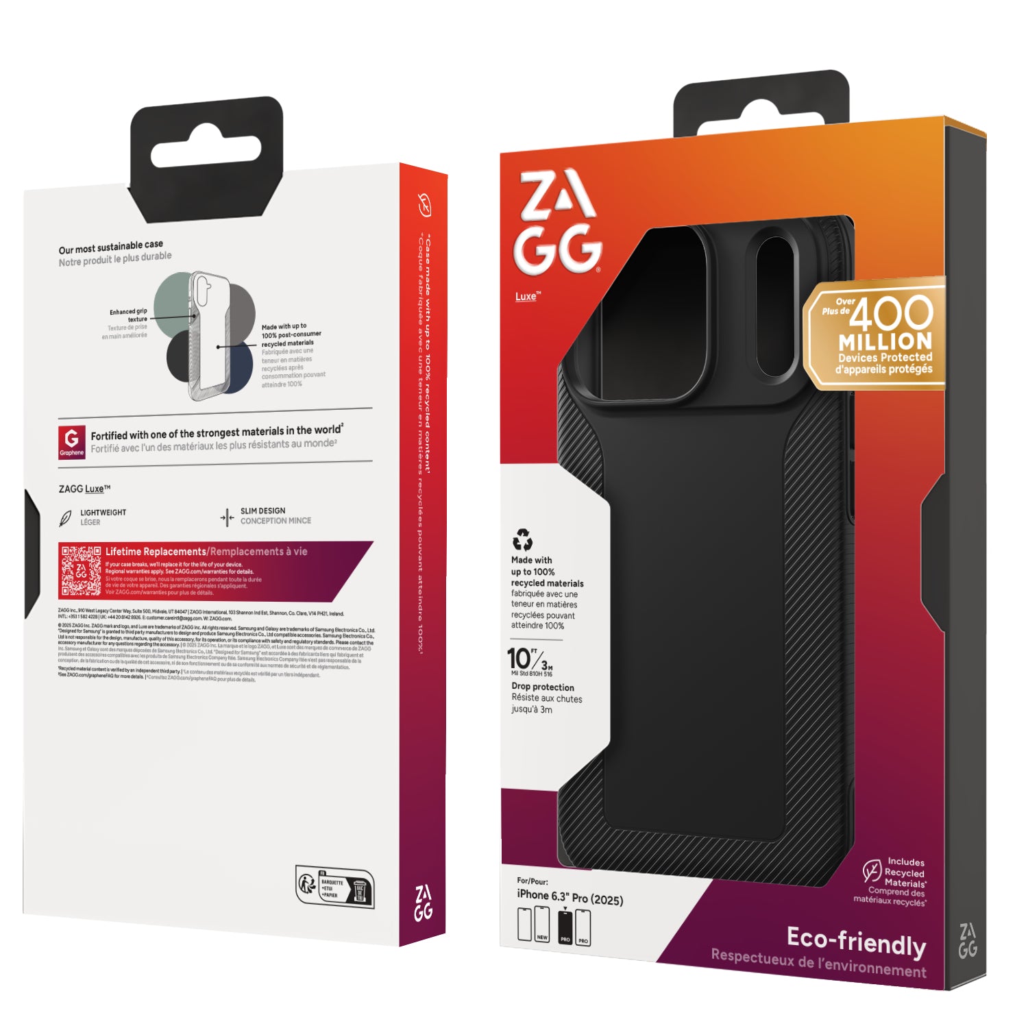 ZAGG Luxe Backcover – für Apple iPhone 17 Pro – MagSafe, Graphen, schwarz, bis 3 m Sturzsicher