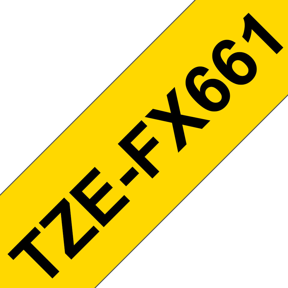 Brother TZe-FX661 Flexibles Schriftband – Schwarz auf Gelb – 40 mm × 8 m – für Brother P-touch