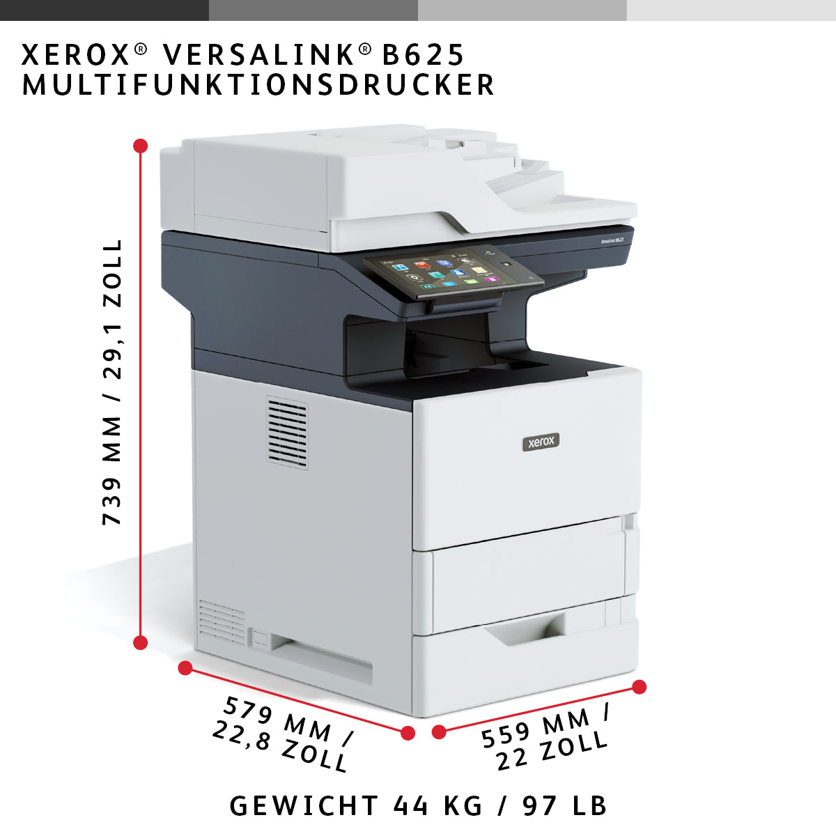 Xerox VersaLink B625 – SW-Laser-Multifunktionsdrucker, A4, 4-in-1, Duplex, ADF, LAN, AirPrint