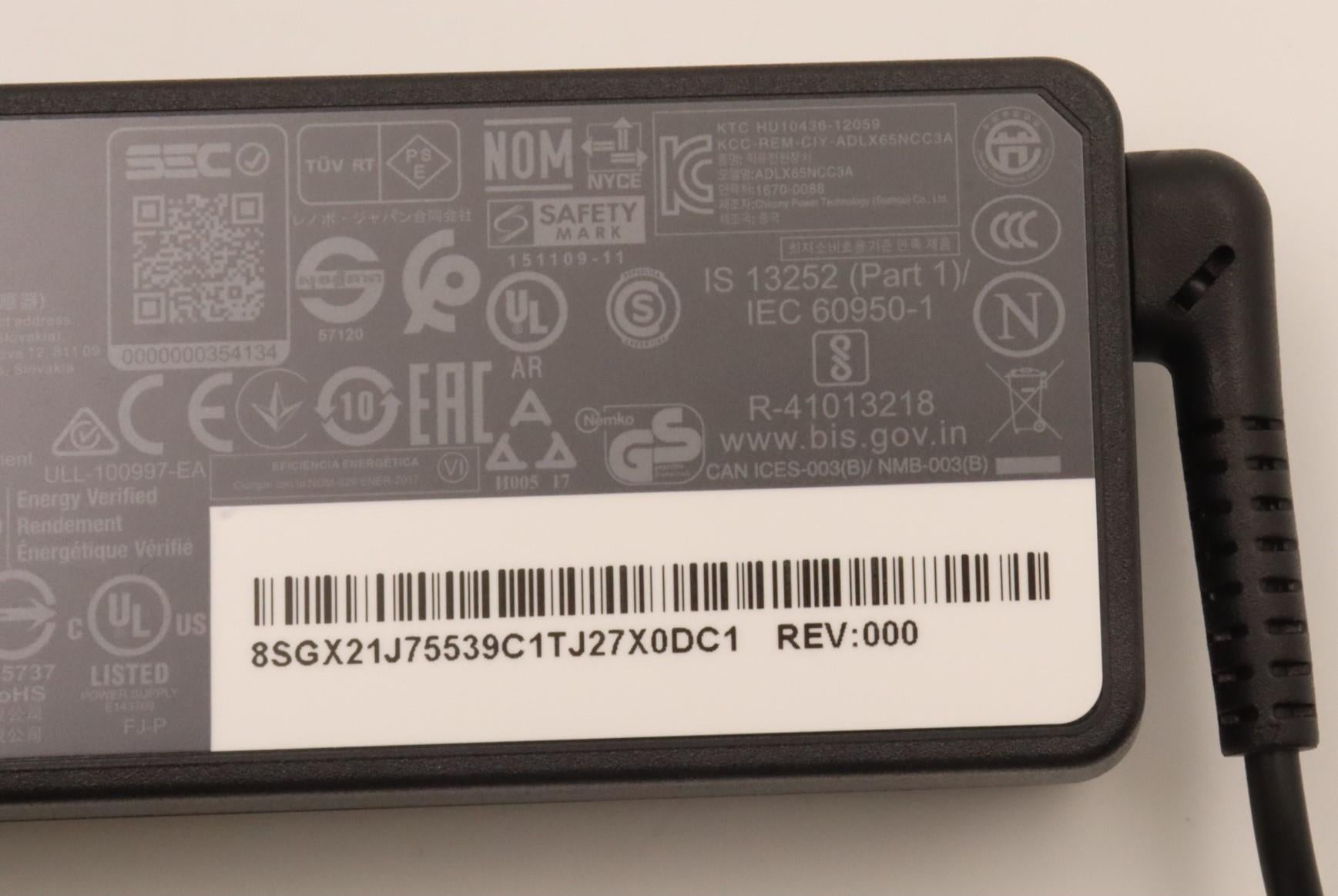 Lenovo 5A11H02883 Netzteil 65 W – 20 V/3,25 A – für Laptop – Schwarz