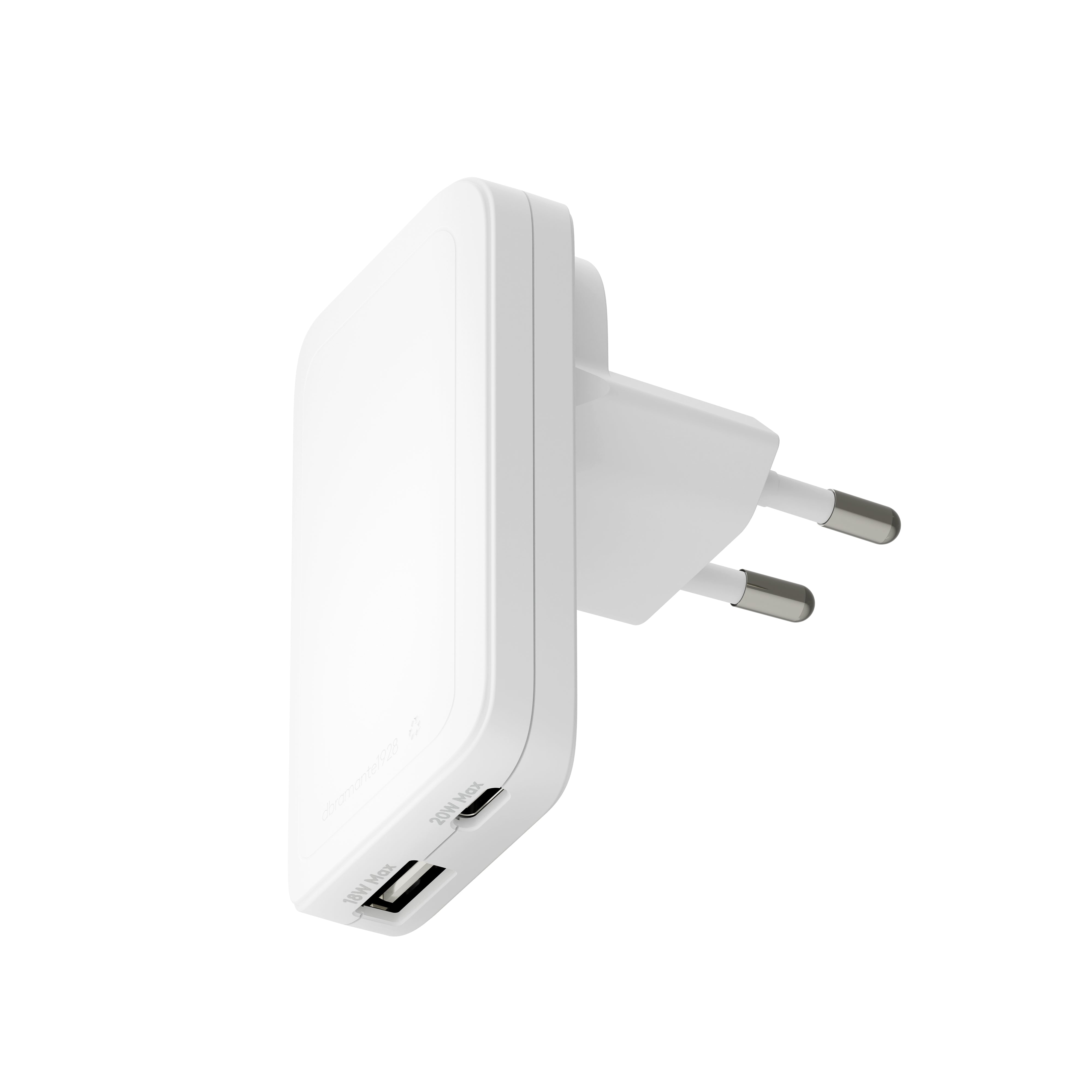 dbramante1928 CHSLEUWH7197 USB-Wandladegerät 20 W – USB-C×1, USB-A×1 – EU/US-Stecker – Weiss