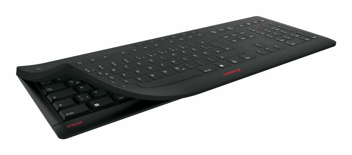CHERRY Stream Protect – Tastatur – Schere – 2,4 GHz (Nano-Empfänger, USB-A) – QWERTY (UK-INT) – Schwarz