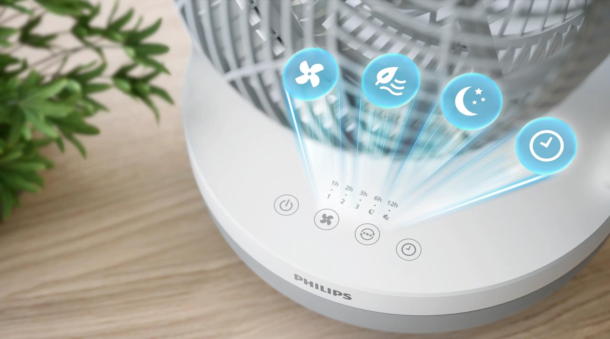 Philips Tischventilator CX2050/00 – 22 cm, 3 Stufen, oszillierend, Timer, 24 W, 40 dB(A), Grau