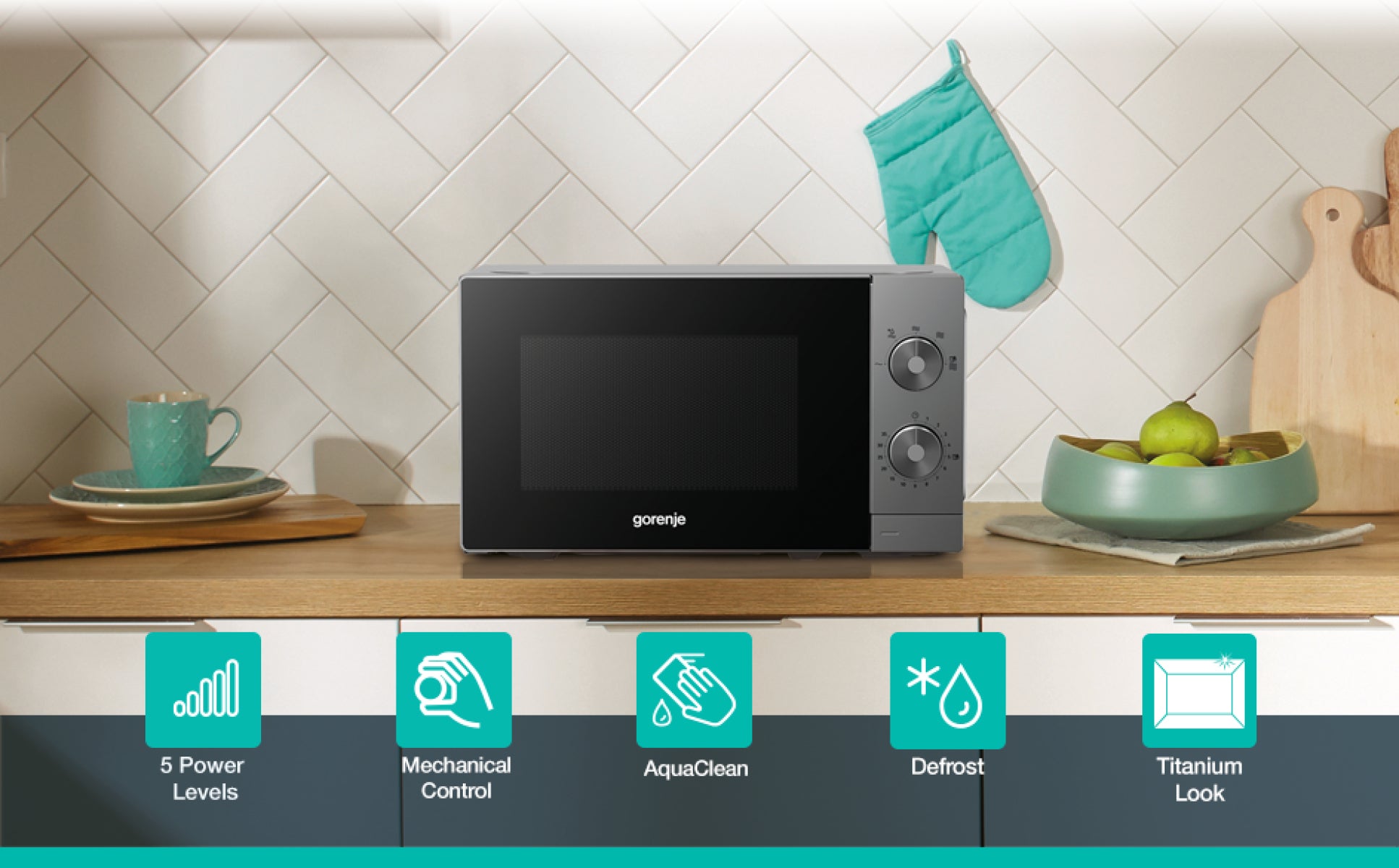 Gorenje Mikrowelle MO20E1T4 – 20 l, 700 W – schwarz/edelstahl