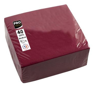 PRONAPPE Servietten – Bordeaux – 38 × 38 cm, 2-lagig – 40 Stück