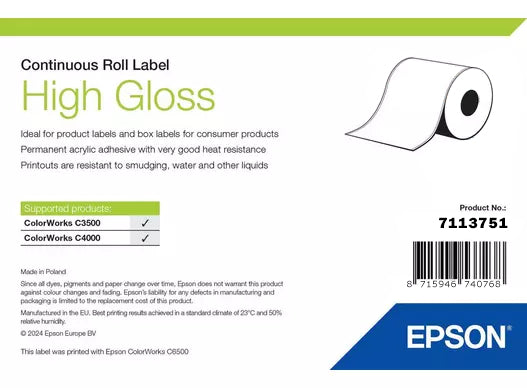 Epson Endlosetiketten, 76 mm × 33 m, Hochglanz