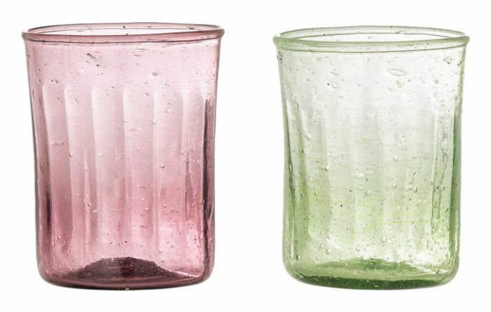 Bloomingville Cocktailgläser Sunil – 2er Set, 240 ml, Ø 7 cm, Glas, Grün, spülmaschinenfest