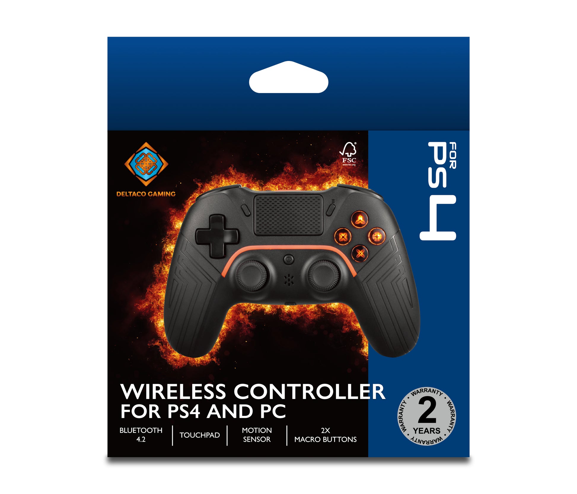 Deltaco Gaming GAM-139 – Gamepad – USB + Bluetooth, Touchpad & Vibration, für PS4, PC & Android, Schwarz