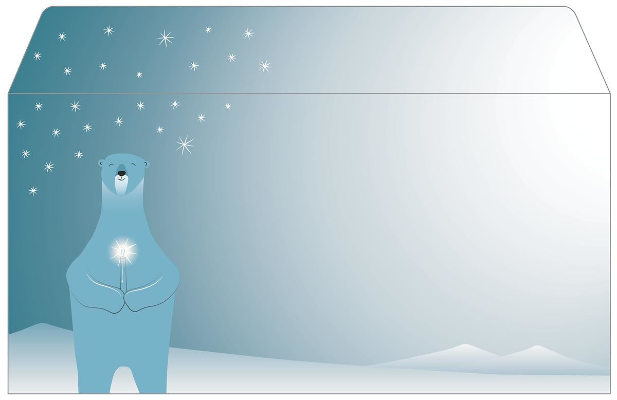 Sigel Weihnachts-Couvert C5/6, Eisbär mit Kerze, Blau, Nassklebung, 90 g/m² – 25 Stk.