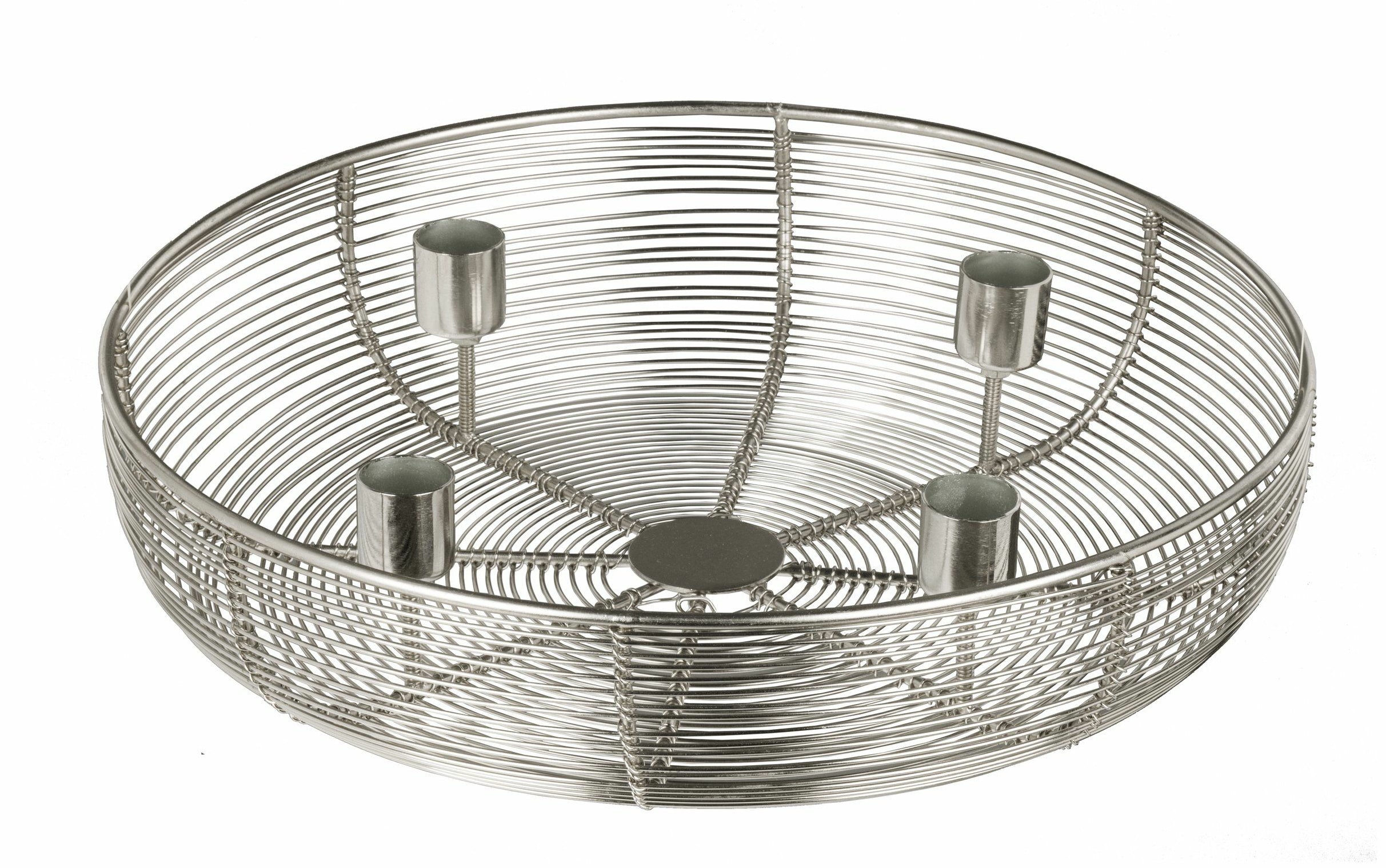 EGLO Hagony Adventskerzenhalter – Metall, Silber – Ø 30,5 × 7 cm – für 4 Kerzen