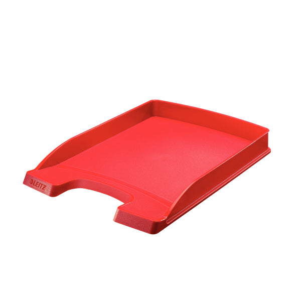 Leitz Stapelbarer Briefkorb mit Griffausschnitt, Beschriftungsfeld, matt, rot, B 255 × H 35 × T 357 mm