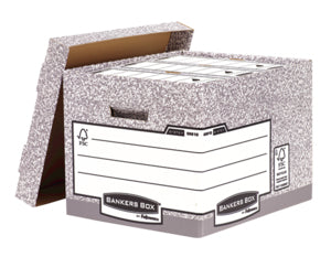 Fellowes BankersBox Archivschachtel – für A4, mit Deckel, mit Tragegriff, grau, Karton, 1 Stück