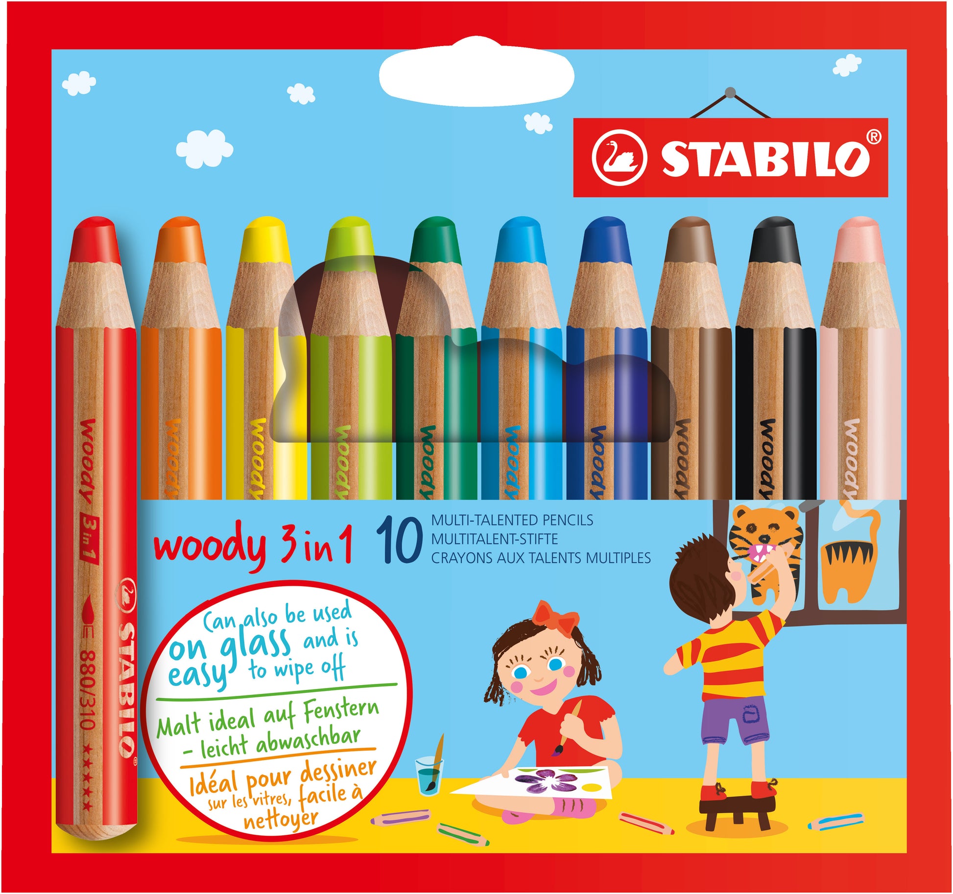 STABILO 3-in-1 Farbstifte woody – 10 Farben, im Kartonetui, Ø 4,2 mm, PEFC