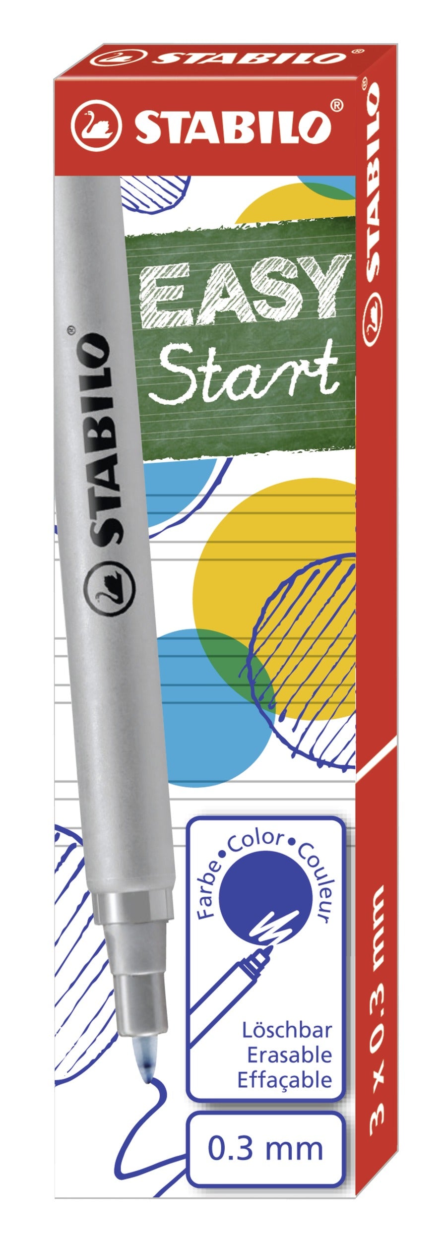 STABILO Tintenrollerpatronen EASYoriginal Start – Blau, 0,3 mm, geruchsarm, 3 Stk.