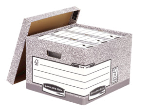 Fellowes Bankersbox System Archivschachtel 46 l – mit Deckel, 387 × 294 × 445 mm, grau, Karton