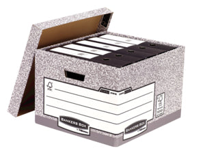 Fellowes Bankersbox System Archivschachtel 46 l – mit Deckel, 387 × 294 × 445 mm, grau, Karton