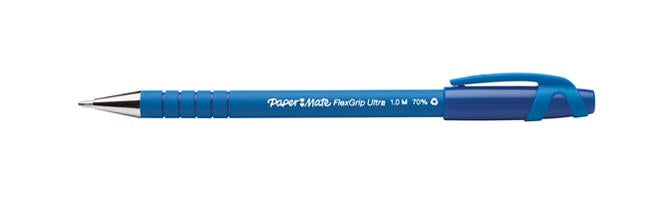 Papermate Flexgrip Ultra Kugelschreiber – Blau, 1 mm Spitze, Deckel, Metall, 12er Pack