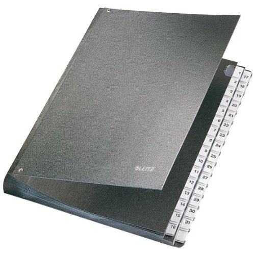 Leitz Fächermappe A4 – 31 Fächer, Karton, Schwarz, Füllhöhe 35 mm