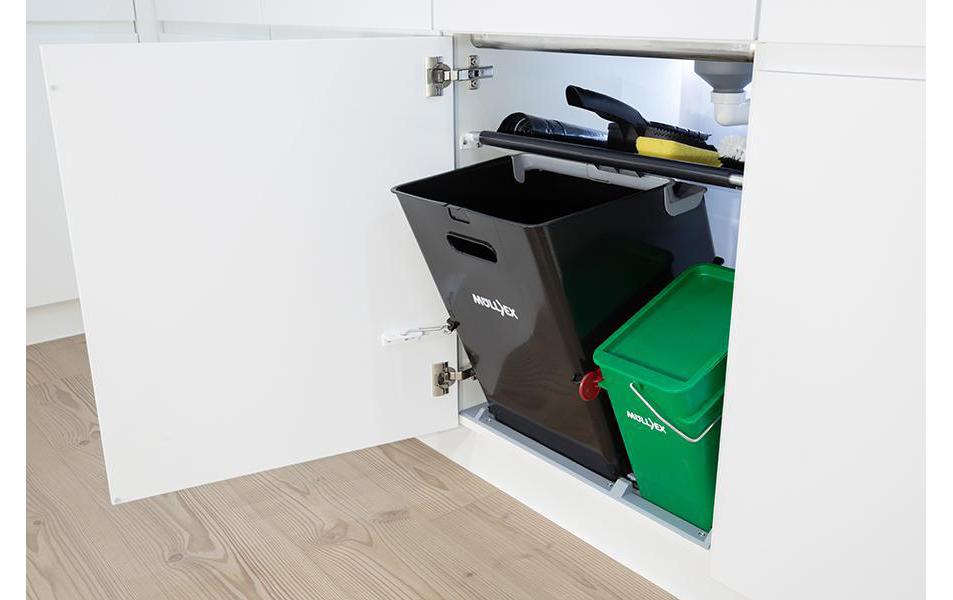 Müllex Systempapierkorb COMPO – 35 l – rechteckig – 2-fach – grün