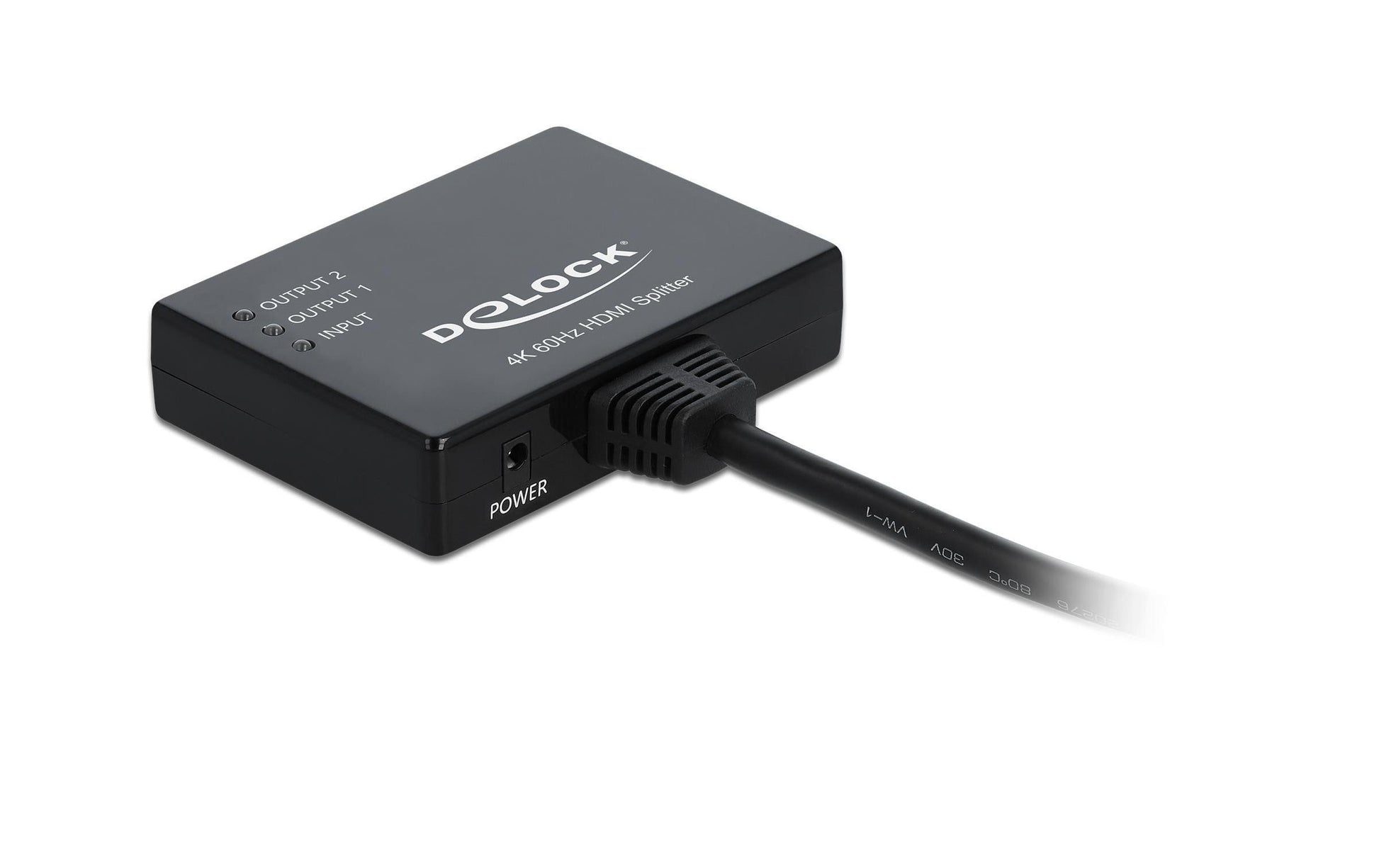 DeLOCK 87747 HDMI Splitter HDMI zu 2× HDMI – 4K (3840 × 2160) @ 60 Hz, 2× HDMI, 0,6 m, HDCP, Passiv, Schwarz