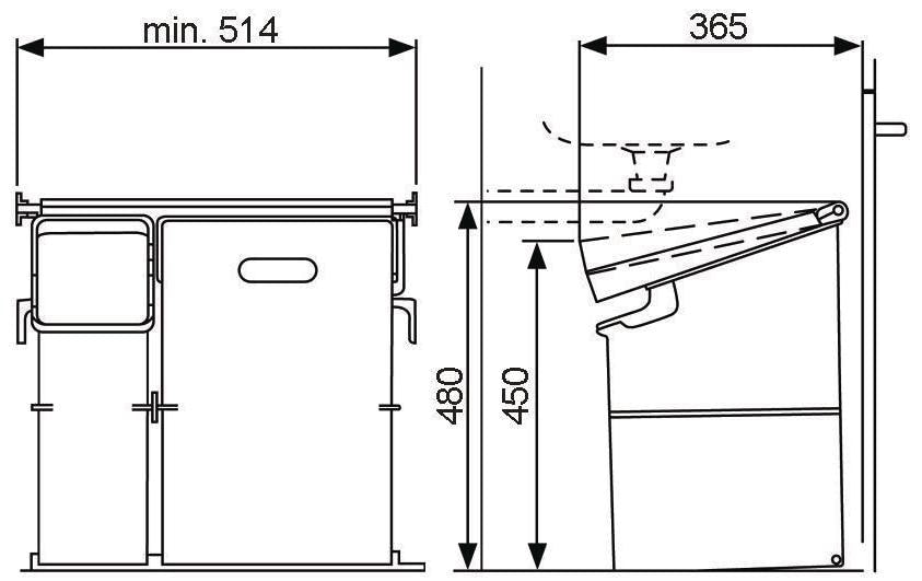 Müllex Systempapierkorb KIPP – 17 l – 2-fach – schwarz