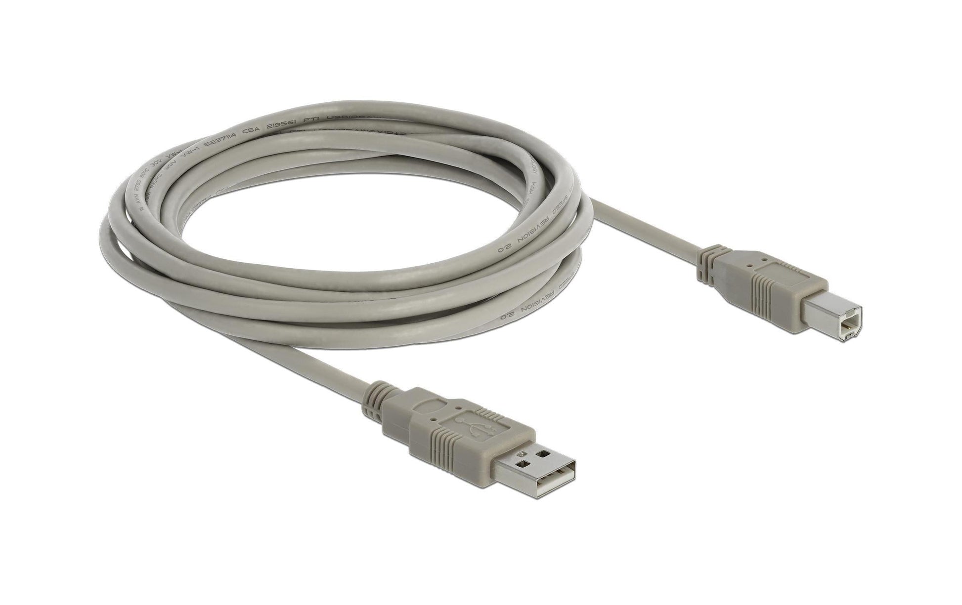 DeLOCK USB-A auf USB-B Kabel – USB 2.0 (480 Mbit/s) – 3 m – Grau