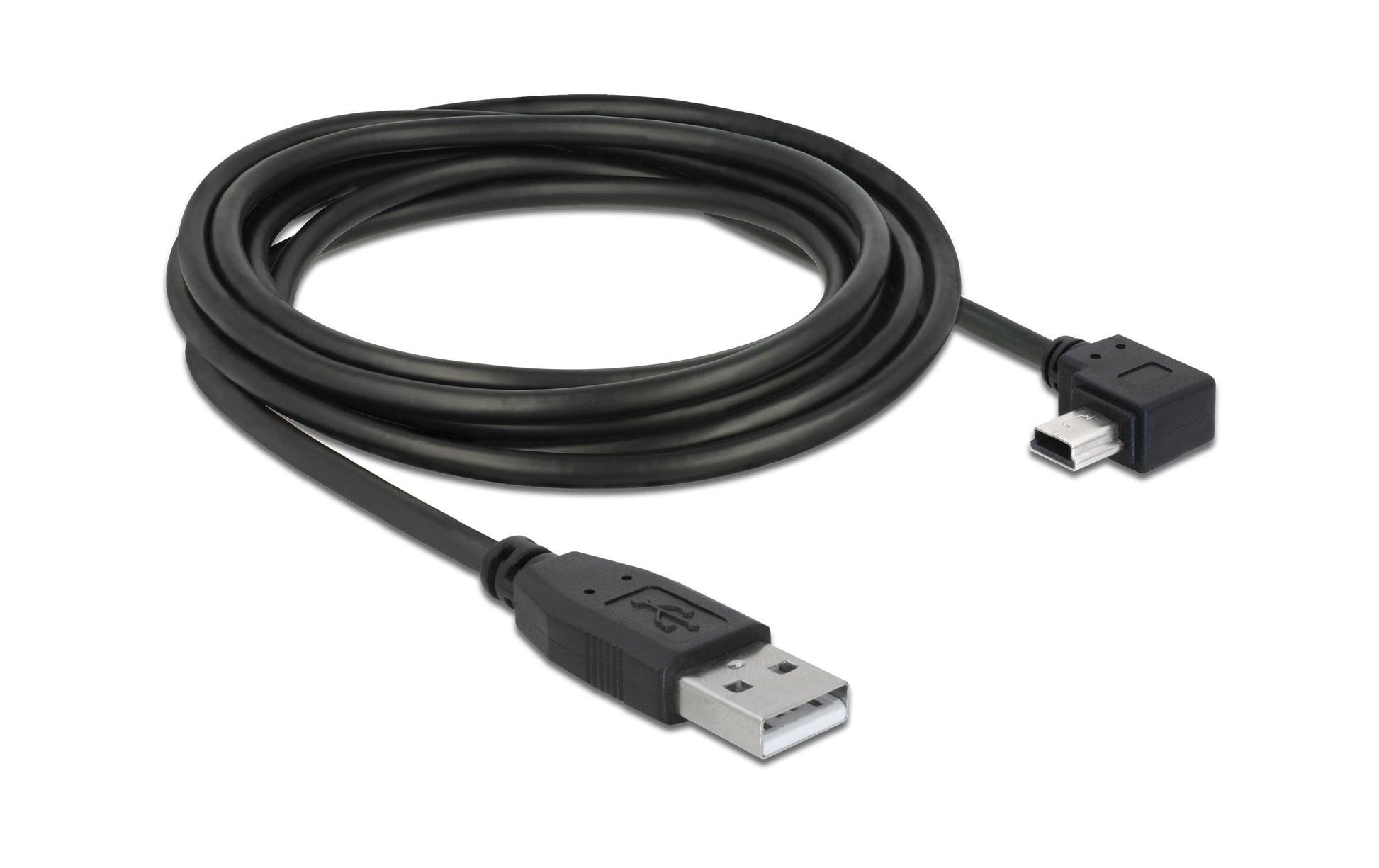 DeLOCK USB-A auf Mini-USB-B Kabel – USB 2.0 (480 Mbit/s) – 3 m – Abgewinkelt – Schwarz