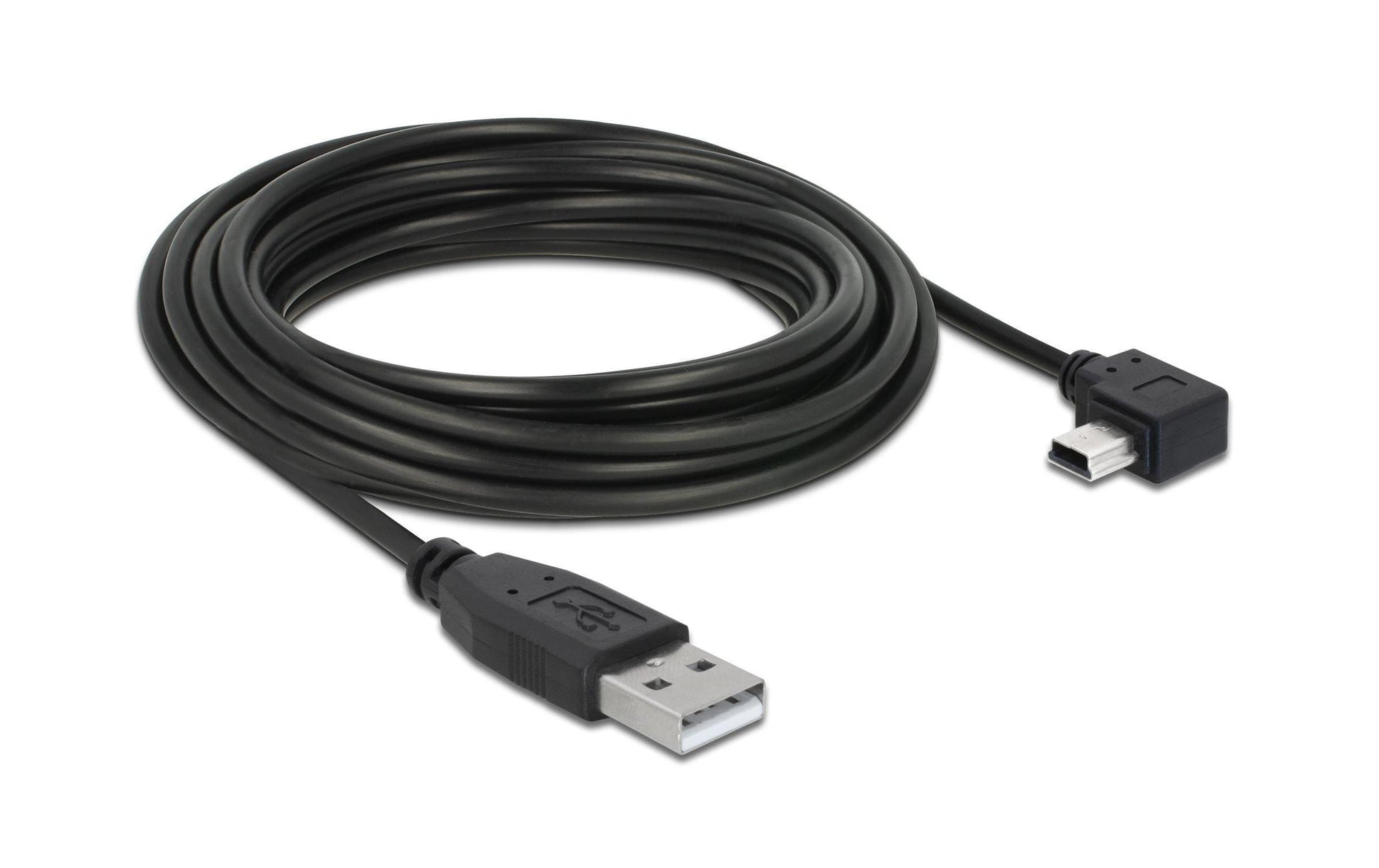 DeLOCK USB-A auf Mini-USB-B Kabel – USB 2.0 (480 Mbit/s) – 5 m – Abgewinkelt – Schwarz