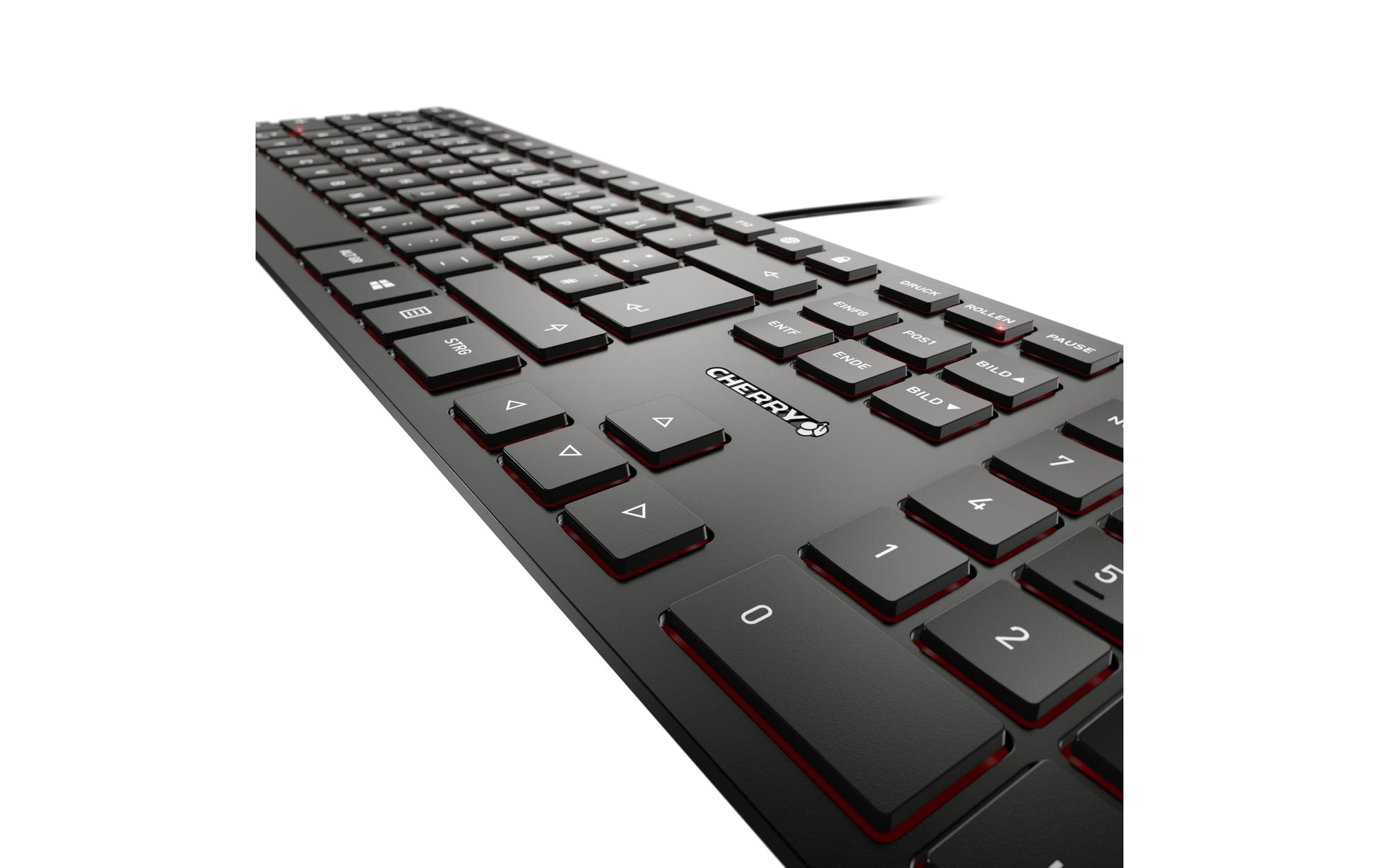 CHERRY KC 6000 SLIM – Tastatur, kabelgebunden (USB-A), CH-Layout (DE-CH), Fullsize (mit Ziffernblock), schwarz