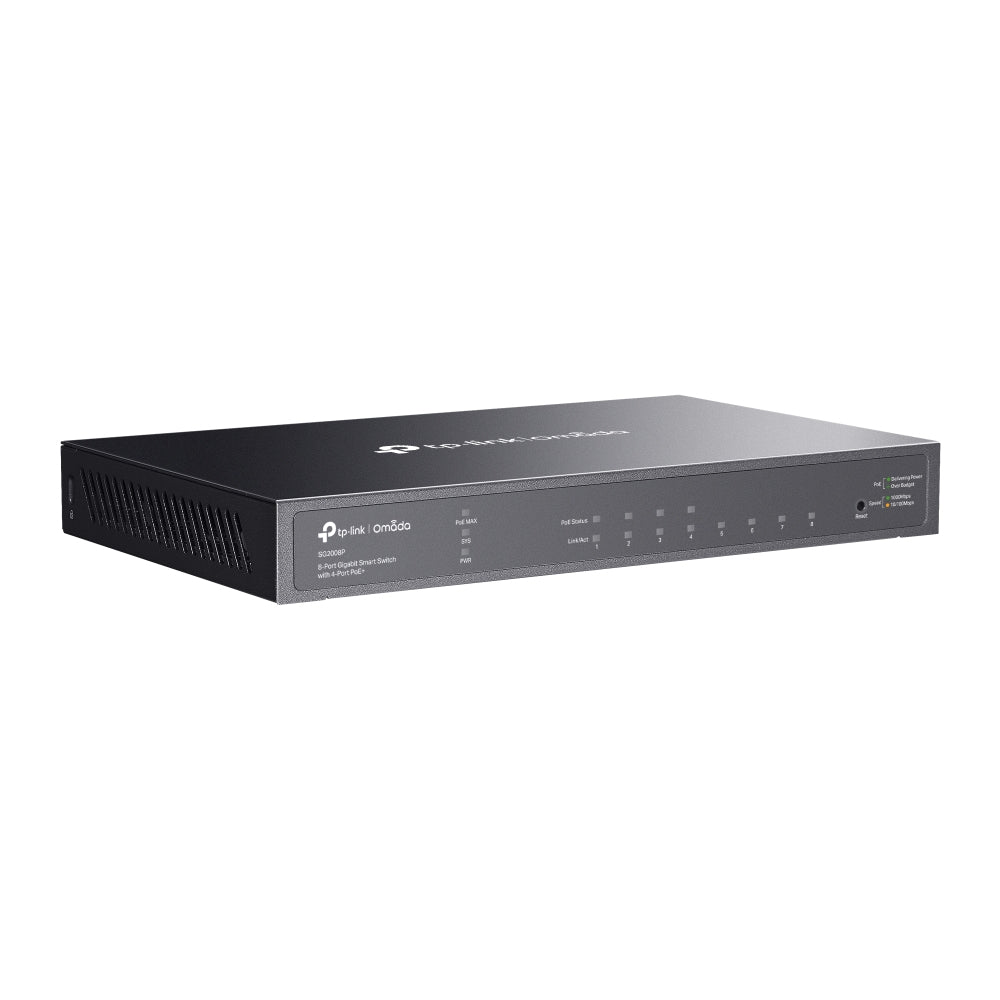 TP-Link SG2008P – Managed Switch – 8×GbE, L2/L2+, PoE+ 62 W, 19" Rack