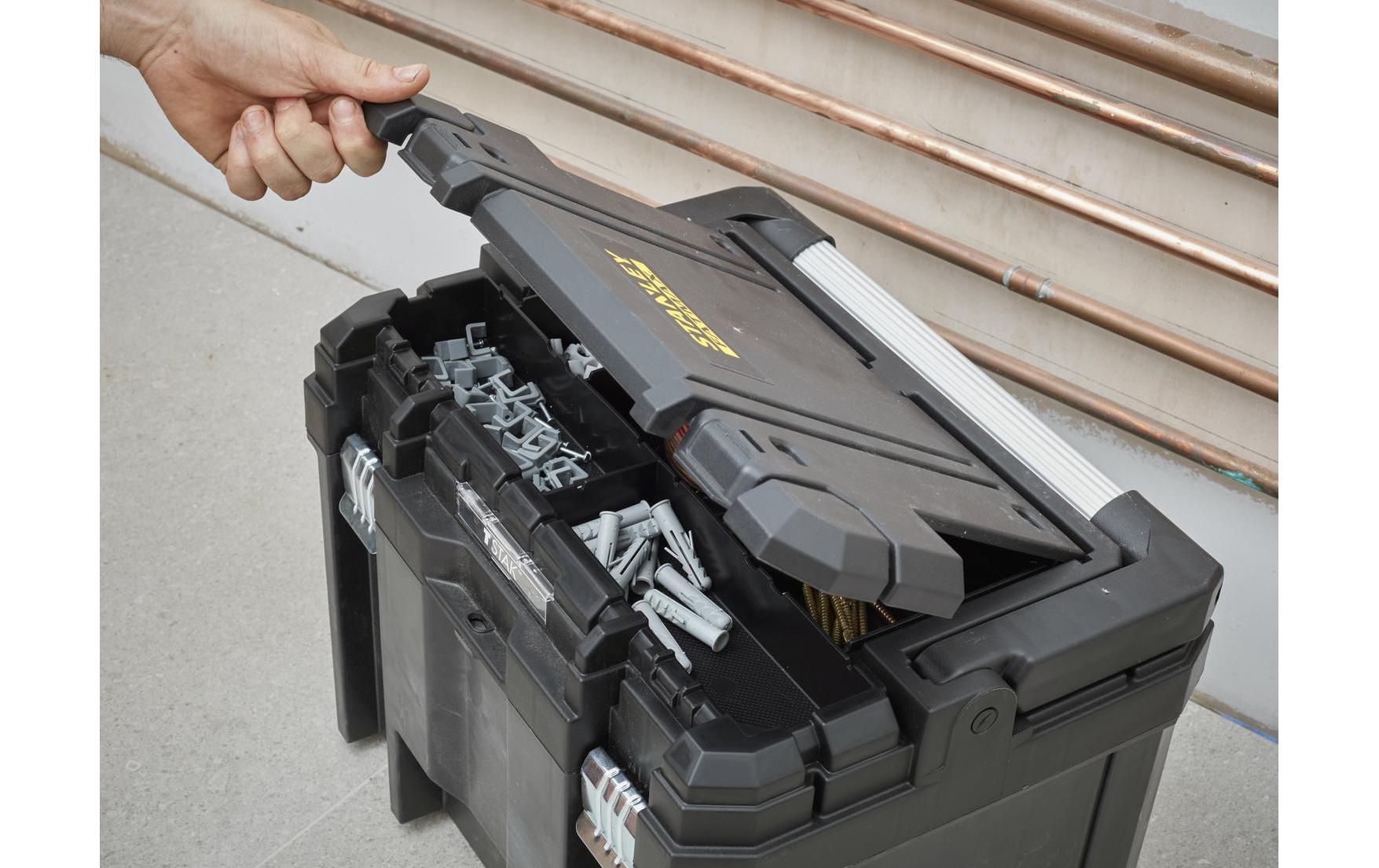 Stanley Werkzeugkasten FatMax TSTAK, 338 × 310 × 310 mm, 22,2 l, schwarz