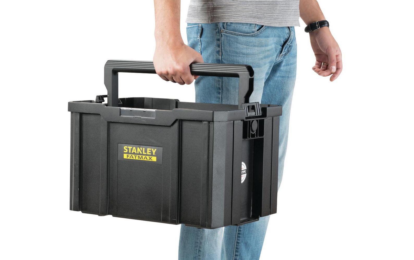Stanley Fatmax – Werkzeugtrage TSTAK, 320 × 440 × 280 mm, schwarz, mit Tragegriff, wasserfest