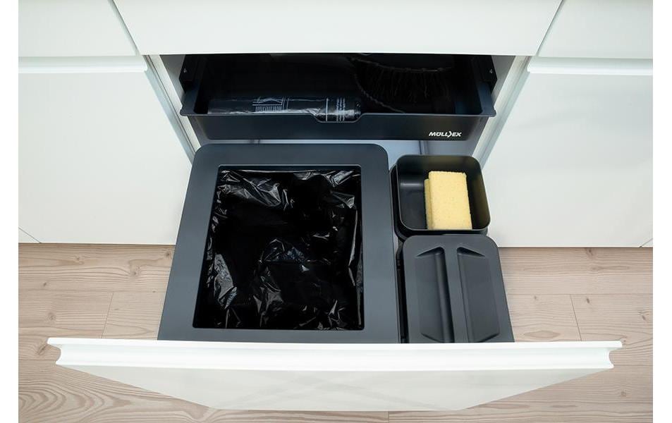 Müllex Systempapierkorb BOXX 55/60-R Bio – 1,2 l – rechteckig – 3-fach – grau/anthrazit