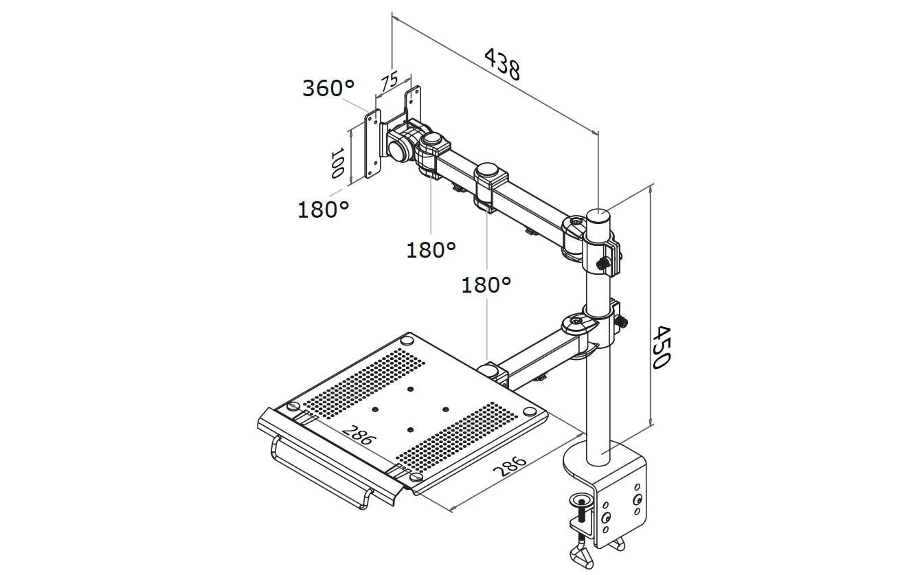 Neomounts 6 Monitorarm, 1, Tischklemme, bis 27", VESA 75 x 75/100 x 100 mm, 10 kg, höhenverstellbar