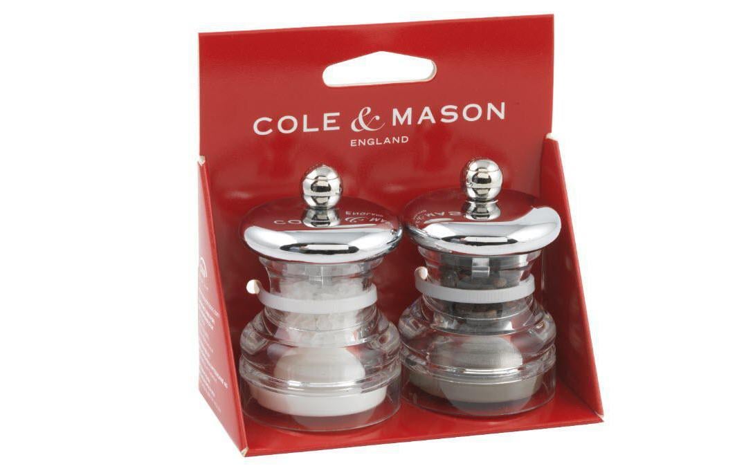 Cole & Mason Salz-/Pfeffermühle 6,5 cm, Acryl/Edelstahl, transparent/silber, 2-teilig