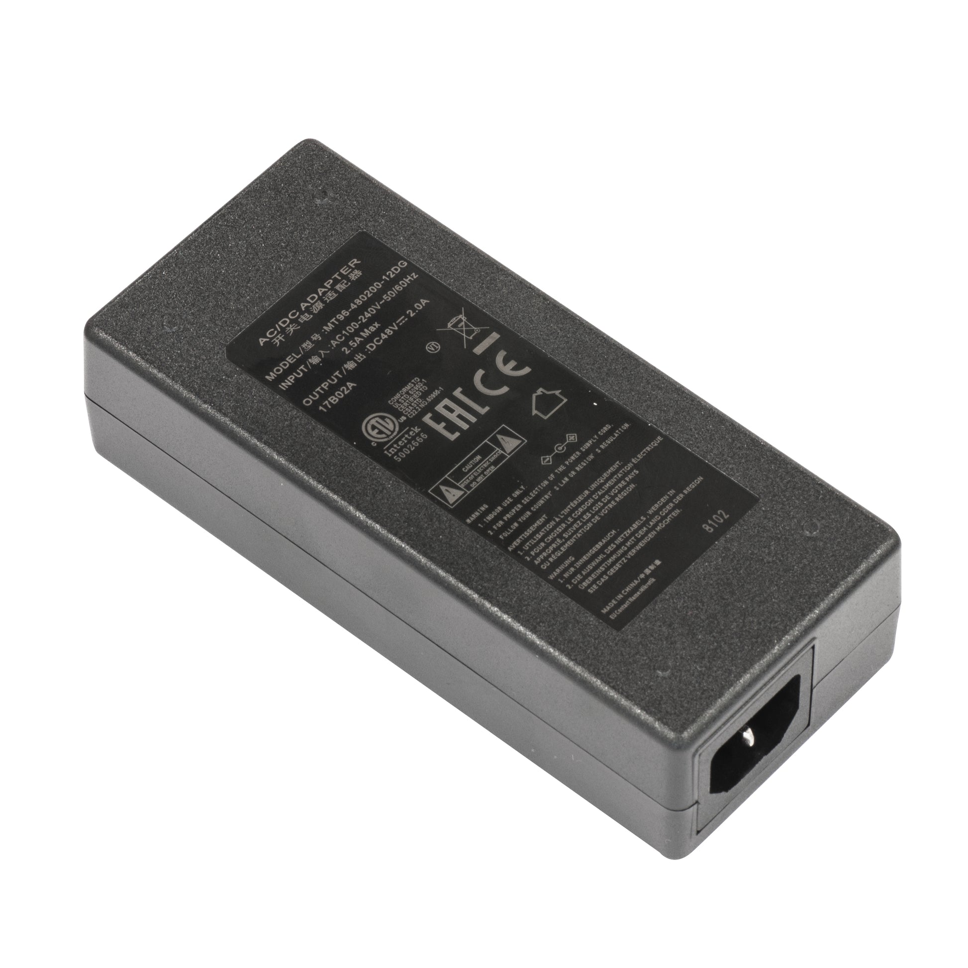 Mikrotik Netzteil 96 W (48 V, 2 A) – 100–240 V, 50/60 Hz – für Mikrotik Geräte – Schwarz