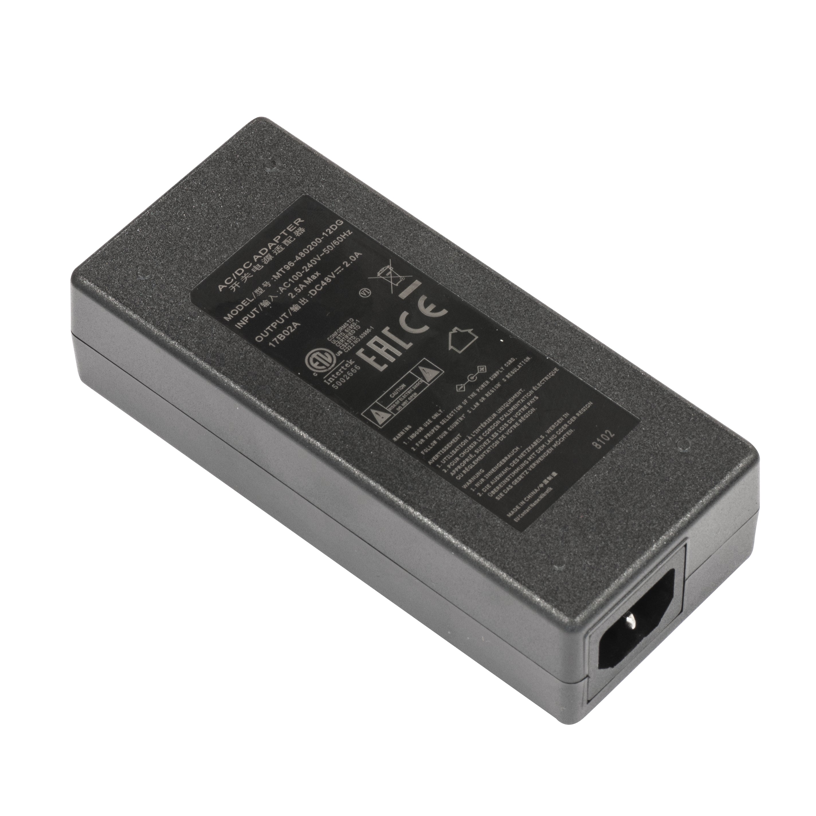 Mikrotik Netzteil 96 W (48 V, 2 A) – 100–240 V, 50/60 Hz – für Mikrotik Geräte – Schwarz