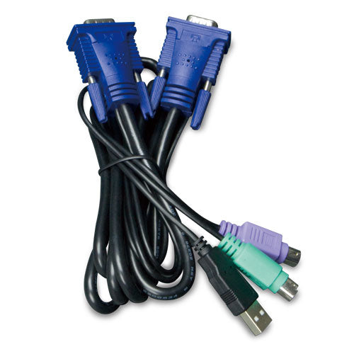 PLANET KVM-KC1-1.8 KVM-Adapter PS/2 & USB + VGA zu USB – 1,8 m, Schwarz/Blau